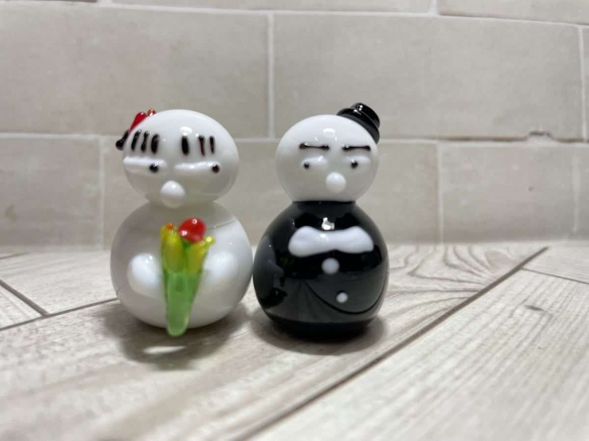 ★Cristalería en miniatura★Pareja de boda de muñeco de nieve, Artículos hechos a mano, interior, bienes varios, ornamento, objeto