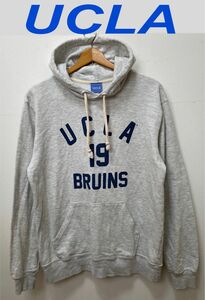 UCLAカリフォルニア大学ロサンゼルス校　プルオーバーパーカー　BRUINS　カレッジロゴ　アーチロゴ　3段ロゴ　グレー　L