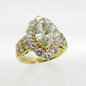 ◎中古美品◎１８金　マーキスダイヤ　1.609ct　ダイヤ　2.14ｃｔ　リング　10.5号