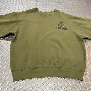 米軍放出品 Tシャツ　スウェットトレーナー USMC ランニング　トレーニング　OD (INV QR13)