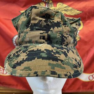 アメリカ海兵隊　米軍実物　USMC ウッドマーパット キャップ キャンプ アウトドア サバゲー おしゃれ 劇　ダンス　MEDIUM (INV A32)