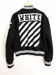 オフホワイト　OFF- WHITE ウール ベースボールジャケット ブルゾン【M's(XS)/ブラック/Ｓランク】a3BG0