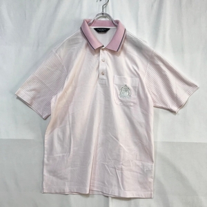 Munsingwear/マンシングウェア ゴルフ ゴルフウェア 半袖ポロシャツ ストライプ柄 コットン ライトピンク サイズL メンズ