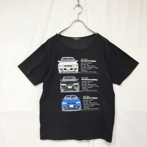 暦年のGTR/スカイラインシリーズ 半袖Tシャツ 車プリント ブラック 黒 メンズ サイズL