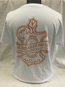 EMD 半袖 Tシャツ ロゴ ホワイト 白 オレンジ ハーレー ストリート ナックル パンヘッド ショベル スポーツスター Mサイズ