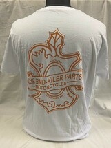 EMD 半袖 Tシャツ Mサイズ ロゴ ホワイト 白 オレンジ ハーレー ストリート ナックル パンヘッド ショベル スポーツスター_画像3