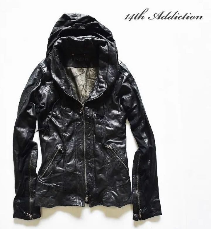 高品質即納 14th Addiction☆レディース☆パーカー☆黒☆0☆フード