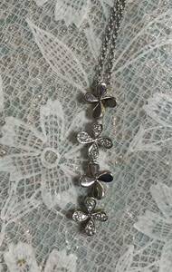  beautiful goods Mikimoto diamond flower Sakura clover flower K18 platinum necklace 
