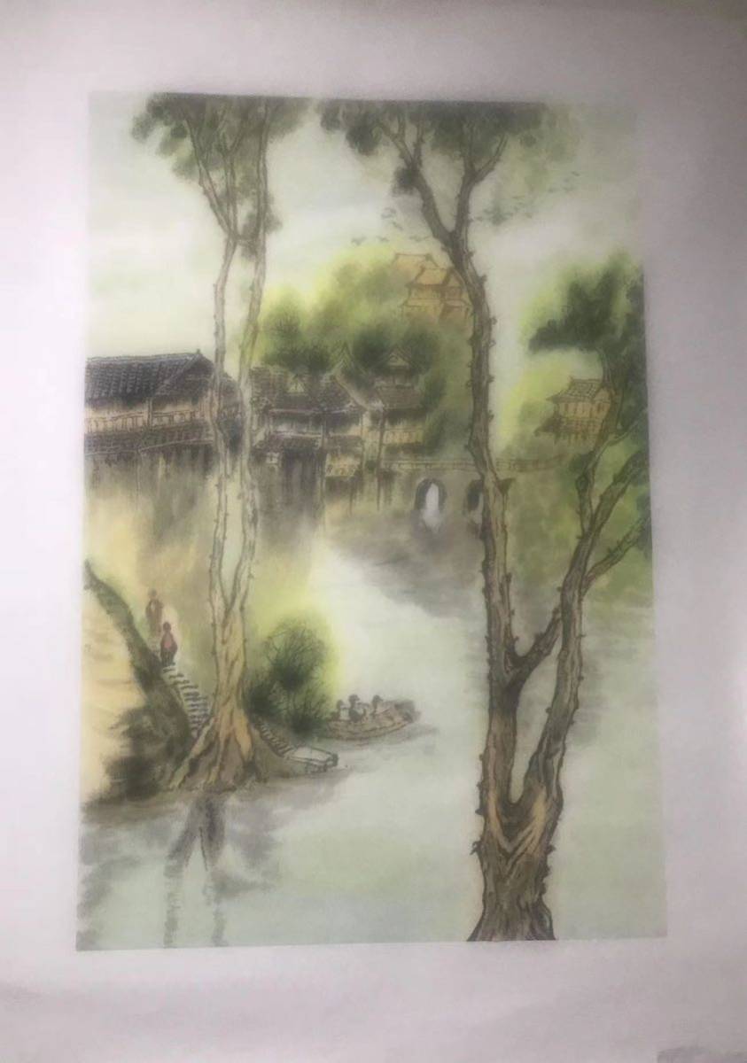 Nuevo Pintura de tinta entera escrita a mano pintura de paisaje longitud china 68cm ancho 45cm planta, obra de arte, cuadro, Pintura en tinta