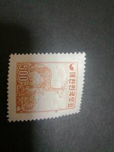 韓国 1957 ジグザグ透かし 通常切手：500w 未使用ヒンジ無し