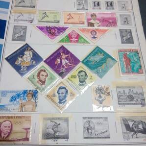 ハイチ、主に1960代のカラフルな記念切手各種110種類＝透明セロ紙で包んだリー類、未使用/使用済みの画像1