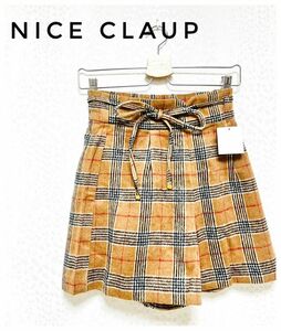 新品 タグ付き ナイスクラップ NICECLAUP チェック ショートパンツ フリーサイズ フレアースカート シフォン