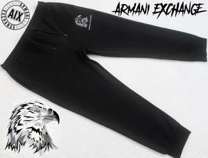 新品★アルマーニ★大きいサイズ★ブラック イージーパンツ★イーグル ロゴプリント★快適な ジャージ 黒 XXL★ARMANI★649