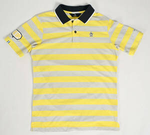 Munsingwear Munsingwear wear polo-shirt with short sleeves yellow gray border penguin M size Golf 