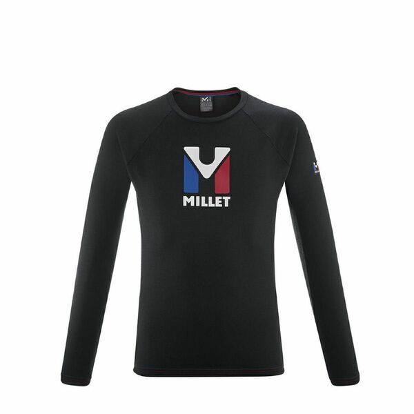 MILLET ミレー 長袖Tシャツ トリロジー ロゴ ウール Tシャツ ロングスリーブ ブラック(黒) メンズS 新品