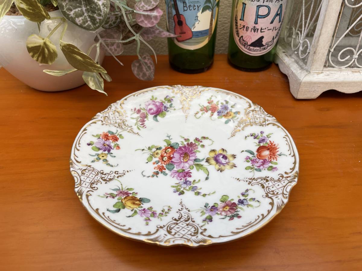 トップ 【美品】ドレスデンの大皿プレート(25cm)☆1900~1930年製