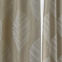 カーテン 遮光 3級 幅100×丈200cm 2枚組 リーフ 植物 掃出窓 日本製 ナチュラル 形状記憶 グレー ベージュ グレージュ_画像4