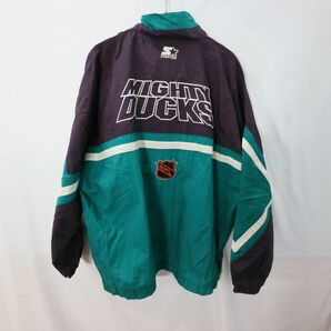 NHL STARTER スターター アナハイム・ダックス ナイロンジャケット アイスホッケー プロチーム ターコイズブルー (XL) 中古 古着 M0345の画像2