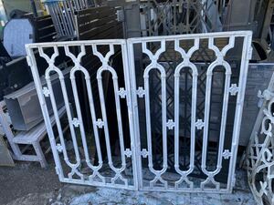  aluminium gate castings both open width approximately 60+60cm height approximately 100cm pillar less 