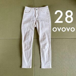 送料210円 匿名発送 ovovo 9分丈 スキニー デニム ホワイト オーヴォ 白