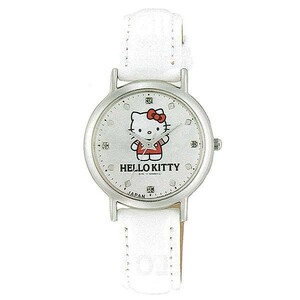  Hello Kitty goods wristwatch watch Kitty 0017N004 pearl white leather belt van to Sanrio character made in Japan lady's Kids 