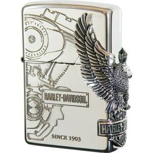 ZIPPO ジッポオイルライター ハーレーダビッドソン サイドメタル シルバーイブシベース×エッチング HDP-03