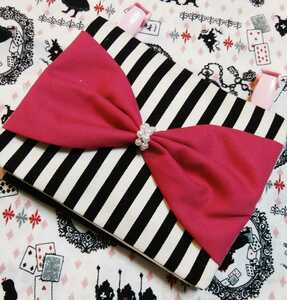  postage included hand made movement pocket .. pink ribbon & black stripe 