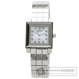 CENTURY Century time jem12P diamond wristwatch stainless steel SS men's used 