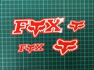 『Fox Racing』 ステッカー　4枚セット　ロゴ＆ヘッド　赤　フォックスレーシング①