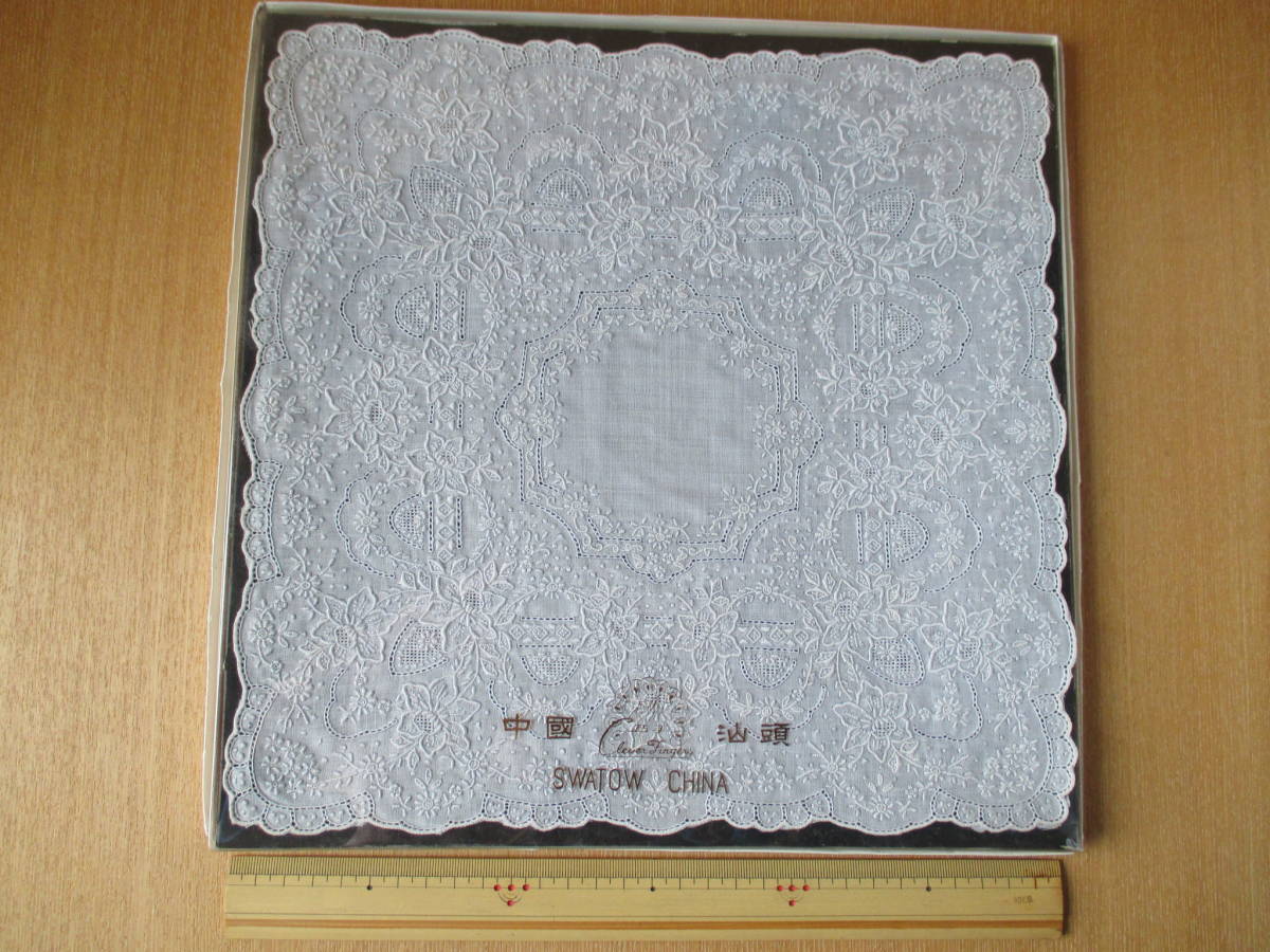 ポンパドー ビター 未使用品 布の宝石 汕頭手刺繍ハンカチ 約28×28.5