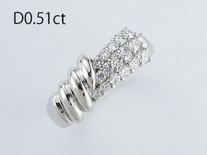 音羽屋■ ダイヤモンド/0.51ct Pt900 プラチナ デザイン リング 16号 仕上済