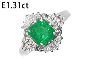  sound feather shop # emerald /1.31ct diamond /0.42ct Pt900 platinum te The Yinling g12 number finish settled 