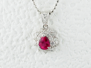  sound feather shop #rube light tourmaline /1.29ct diamond /0.79ct Pt900/Pt850 necklace . another card attaching finish settled 