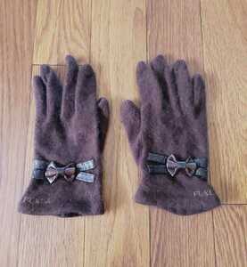 Furla gloves wool Brown leather ribbon with logo ga- Lee Celeb luxury winter Must item . umbrella eminent 