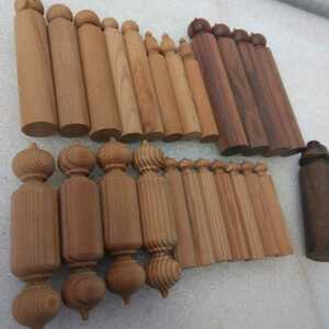 [ postage included ] ebony etc. decoration stick 24ps.@ control number (1252) dead stock wooden sculpture cloth finish 