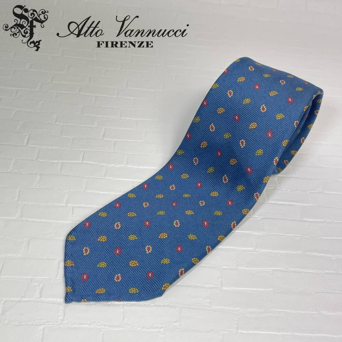 極美品】AttoVannucci アットヴァンヌッチ ネクタイ ストライプ 紺