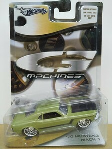 ■ HOTWHEELSホットウィール 1/50ほど。G-MACHINES ’70 MUSTANG MACH 1 苔色×黒 マスタング・マッハ1 ミニカー