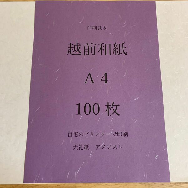 越前和紙 大礼紙 アメジスト　A4 100枚