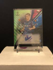 DANI OLMO (LEIPZIG) 2021-22 TOPPS FINEST UEFA CHAMPIONS LEAGUE AUTO GREEN WAVE REFRACTOR (#/99)