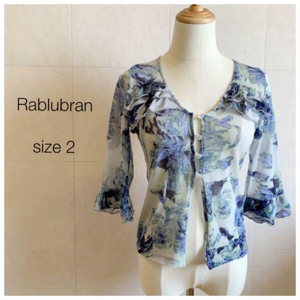 セレクトショップ Rablubran ラブルブラン 花柄シアートップス ブルー 904