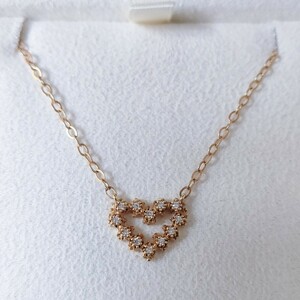 AHKAH Ahkah diamond ima Gin Heart necklace K18YG 2.6g