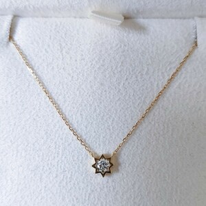 AHKAH Ahkah diamond Prima Stella necklace K18YG 0.10ct 1.0g