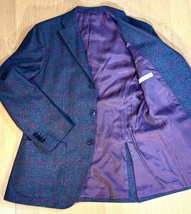 blazer's bank.com VITALE BARBERIS CANONICO SUPER100'S FABRIC MADE IN ITALY◆175cm-6Drop◆テーラード ジャケット 格子柄 グレー 上着