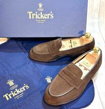 【未使用】Tricker's トリッカーズ◆24.5cm UK6◆コインローファー モカシン 革靴 スエードレザー ビジネスシューズ カジュアル 靴 メンズ_画像1