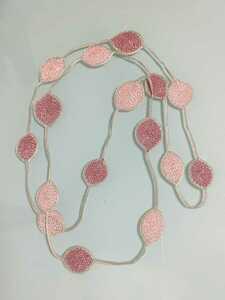 Art hand Auction Collier de broderie Oya fil de soie rose beige turquie accessoires de broderie Mimioya collier de broderie Mimioya, Fait main, Accessoires (pour femmes), collier, pendentif, foulard