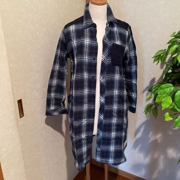 ロングシャツ チュニック チェック柄 L
