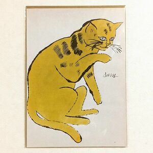 布 ポスター「アンディ・ウォーホル　猫　ネコ　黄色　右向き」