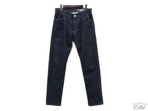 美品 オカヤマｄｅｎｉｍ テーパードデニムパンツ　伸縮性ストレッチ素材 ジーンズ indigo