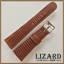 SALE！ １点物 ２２mm リザード 本革 ヘビ革 高級ライン 時計ベルト BROWN HANDMADE 別注 SILVER BUCKLE 限定 A1_画像2