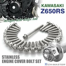 Z650RS エンジンカバーボルト 26本セット ステンレス製 フラワーヘッド カワサキ車用 シルバーカラー TB8854_画像1